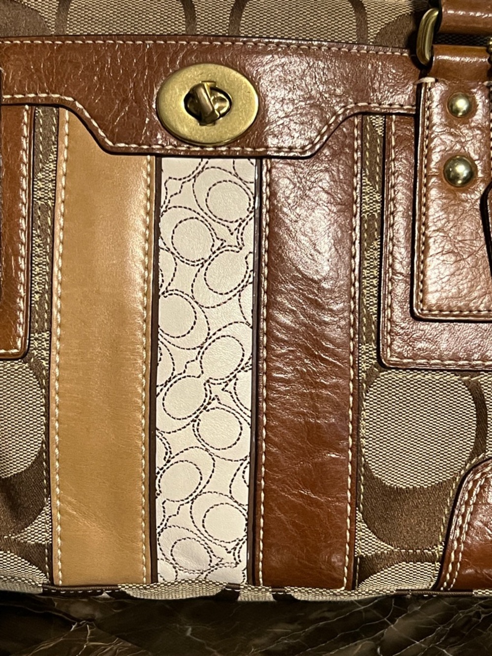 Coach Hamptons Signature Stripe Carryall bag iconic C jacquard Y2K 2007 11071 - Picture 3 of 16